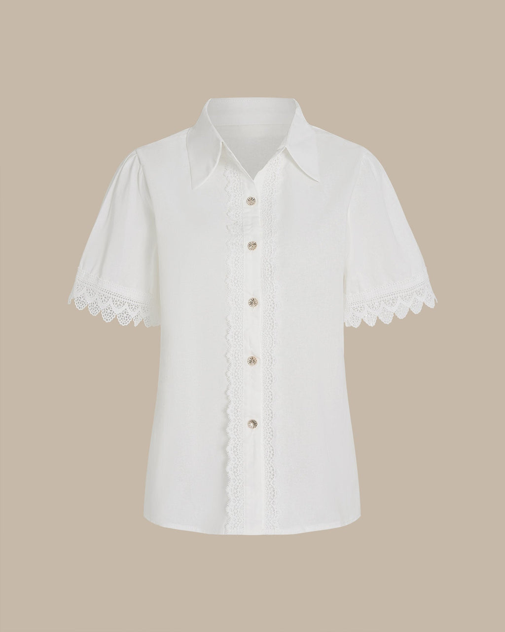 White Collar Splicing Button Shirt