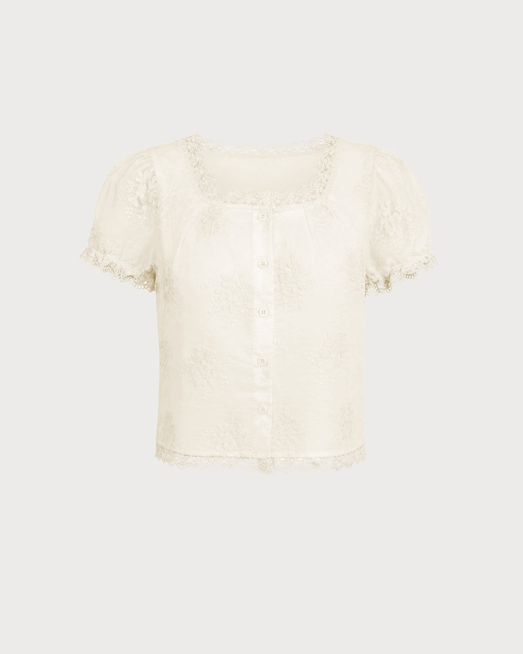 Apricot Square Neck Lace Floral Tee