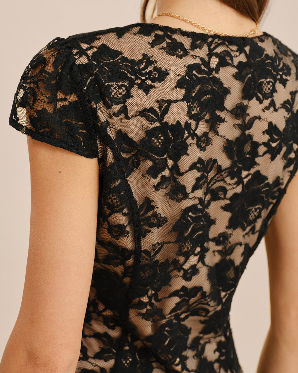 Black V Neck Lace Button Blouse